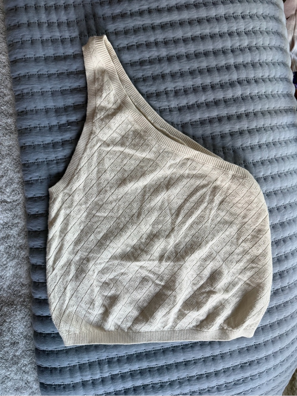 Pacsun LA Hearts One-Shoulder Cream Knit Tank